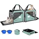 Petskd 2 in 1 Double Cat Car Travel Carrier with Litter Box, Green