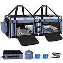 Petskd Double Extra Large Cat Carrier with Litter Box and Privacy Curtain