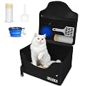 Petskd High Sides Portable Travel Litter Box for Cats with Lid, Black