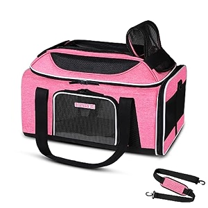 petskd pet carrier top-expandable 17x12x85 jetblue allegiant airline approved soft small dog cat carrier for 1-13 lbs pets with locking safety zipper and anti-scratch meshpink