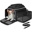 Petskd Top and Side Expandable Small Pet Carrier Airline Approved, Black
