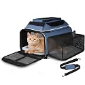 Petskd Top and Side Expandable Small Pet Carrier Airline Approved, Blue