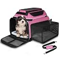 Petskd Top and Side Expandable Small Pet Carrier Airline Approved, Pink