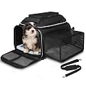 Petskd Top and Side Expandable Small Pet Carrier Airline Approved, Black