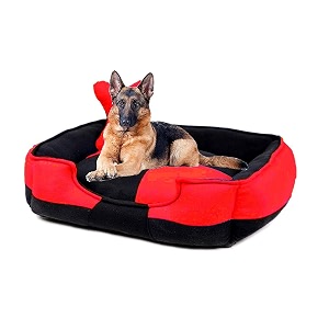 petslover ultra soft fleece fabric polyester filled sofa reversible dogcat beds red amp black export quality - large