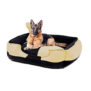 petslover ultra soft fleece fabric polyester filled sofa reversible dogcat beds beige amp black export quality - large
