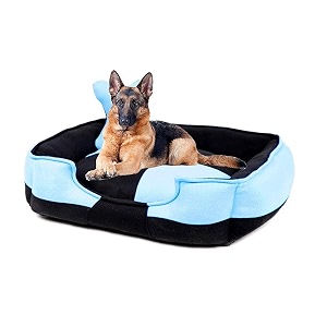 petslover ultra soft fleece fabric polyester filled sofa reversible dogcat beds sky blue amp black export quality - large