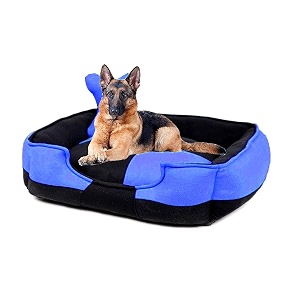 petslover ultra soft fleece fabric polyester filled sofa reversible dogcat beds royle blue amp black export quality - large