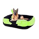 Petslover Ultra Soft Fleece Fabric Polyester Filled Sofa Reversible Dog/Cat Beds, Green &amp; Black (Export Quality) - XXXL