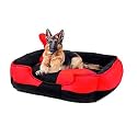 Petslover Ultra Soft Fleece Fabric Polyester Filled Sofa Reversible Dog/Cat Beds, Red &amp; Black (Export Quality) - XXXL