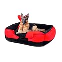 Petslover Ultra Soft Fleece Fabric Polyester Filled Sofa Reversible Dog/Cat Beds, Red &amp; Black (Export Quality) - Small