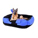 Petslover Ultra Soft Fleece Fabric Polyester Filled Sofa Reversible Dog/Cat Beds, Royle Blue &amp; Black (Export Quality) - XXL
