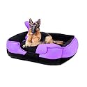 Petslover Ultra Soft Fleece Fabric Polyester Filled Sofa Reversible Dog/Cat Beds, Purple &amp; Black (Export Quality) - Large