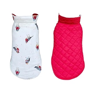 pets planet cotton winter clothes - reversible dog jacket in red warm coat windproof for cold weather 5xl 28 inch 1 count