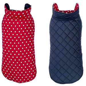 pets planet dog winter clothes reversible dog jacket polka dot red color design warm dog coat windproof pets cold weather wearing m 16 inch