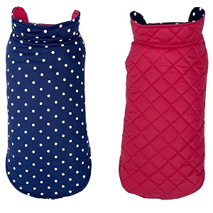 pets planet dog winter clothes reversible dog jacket polka dot blue color design warm dog coat windproof pets cold weather wearing 6xl 30 inch pack of 1