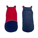 Petsplanet Dog Winter Clothes Reversible Dog Jacket Reflecator Strap Between Red Blue Color Design Warm Dog Coat Windproof Pets Cold Weather Wearing (5XL, 28 Inch)