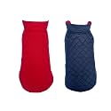 Petsplanet Dog Winter Clothes Reversible Dog Jacket Red Flees and Black Color Design Warm Dog Coat Windproof Pets Cold Weather Wearing (XXL, 22 Inch)