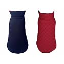 Pets Planet Dog Winter Clothes Reversible Dog Jacket Flees Black and Red Color Design Warm Dog Coat Windproof Pets Cold Weather Wearing (2XL, 22 Inch)