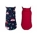 Pets Planet polyester Dog Winter Clothes Reversible Dog Jacket Red Van Print Color Design Warm Dog Coat Windproof Pets Cold Weather Wearing (6XL, 30 Inch), 1 count