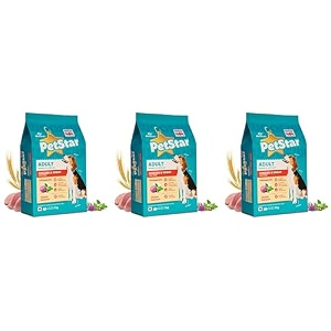 mankind petstar adult dry dog food high protein chicken amp wheat flavor 1kg pack of 3 improves muscle amp strength supports immunity protects liver amp kidney