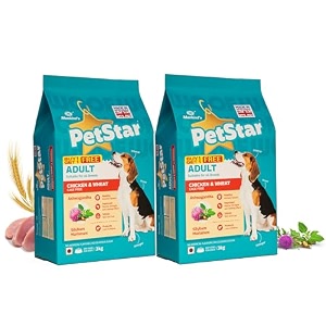 mankind petstar adult dry dog food high protein chicken amp wheat flavor 3kg pack of 2 improves muscle amp strength supports immunity protects liver amp kidney