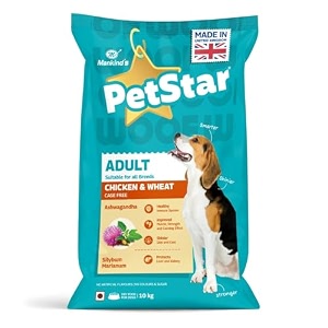 mankind petstar adult dry dog food high protein chicken amp wheat flavor 10kg  improves muscle amp strength supports immunity protects liver amp kidney adult dog food