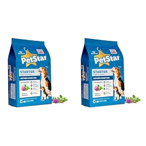 mankind petstar starter dry dog food high protein for mother amp puppy 10kg pack of 2  improves muscle amp strength supports immunity protects liver amp kidney
