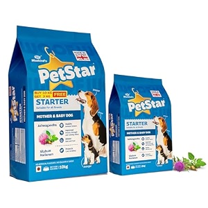 mankind petstar starter dry dog food high protein for mother amp puppy 10kg  3kg pack improves muscle amp strength supports immunity protects liver amp kidney