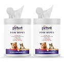Petvit Nose and Paw Wipes for Eliminates Bacteria, Virus, Fungus, Odor - Fragrance Less 50 Wipes |for All Age Group | Pack of 2