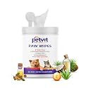 Petvit Nose and Paw Wipes for Eliminates Bacteria, Virus, Fungus, Odor - Fragrance Less 50 Wipes |for All Age Group