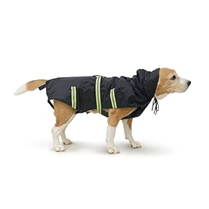 petwale reflective raincoat - black size  small