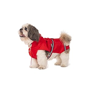 petwale reflective raincoat - red size  xsmall