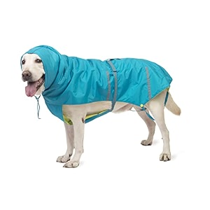 petwale reflective raincoat - turquoise size large