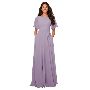 petyoo Chiffon Bridesmaid Dresses with Pockets Sash