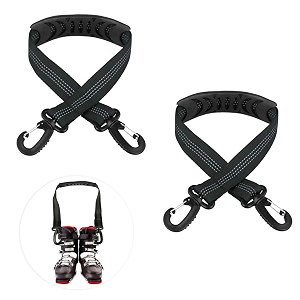 peutier 2pcs ski and boot carrier straps 207x1 inch portable ski carrier straps with anti-skid pad and double-ended buckles winter black 2067x098inch