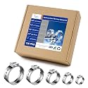 PEX Cinch Clamp Rings Kit (120 PCS), 5 Sizes in 3/8" 1/2" 5/8" 3/4" 1", 304 Stainless Steel Single Ear Hose Clamps for Plumbing and Pipe Fitting Connections, PEX tubing Pipe Fitting by RTHIEAI