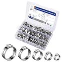PEX Cinch Clamp Rings Kit (85 PCS), 5 Sizes in 3/8" 1/2" 5/8" 3/4" 1", 304 Stainless Steel Single Ear Hose Clamps for Plumbing and Pipe Fitting Connections, PEX tubing Pipe Fitting by RTHIEAI