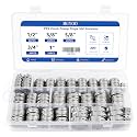 Pex Crimp Rings 150Pcs PEX Clamps 3/8" 1/2" 3/4" 5/8" 1" Single Ear Hose Clamps 304 Stainless Steel Pex Fittings Cinch Clamp Ring for PEX Pipe Tubing
