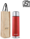 pexpo 1000ml 24 Hrs Hot and Cold Flask with Jute-bag Vacuum Insulated Flexo 1000 ml Steel Flask (Pack of 1, Red)
