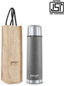 pexpo 1000ml 24 Hrs Hot and Cold Flask with Jute-bag Vacuum Insulated Flexo 1000 ml Steel Flask (Pack of 1, Grey)