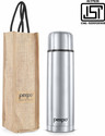 pexpo 1000ml 24 Hrs Hot and Cold Flask with Jute-bag Vacuum Insulated Flexo 1000 ml Steel Flask
