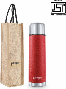 pexpo 24 hrs hot  cold isi certified with jute-bag flexo vacuum insulated bottle 500 ml steel flask pack of 1 red