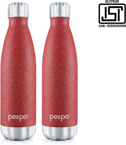 pexpo electro 500 hotcold isi certified thermosteel water bottle leakproof 500 ml steel flask pack of 2 red