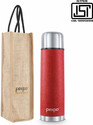 pexpo 24 Hrs Hot & Cold ISI Certified with Jute-bag Flexo Vacuum insulated Bottle 500 ml Steel Flask (Pack of 1, Red)