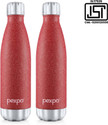 pexpo Electro 500, Hot&Cold ISI Certified Thermosteel Water Bottle, Leakproof 500 ml Steel Flask (Pack of 2, Red)