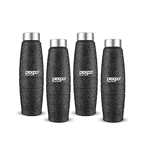 go24 pexpo duro isi certified stainless steel fridge water bottle 1l pack of 4 black  eco-friendly water bottle with 3x powder coating