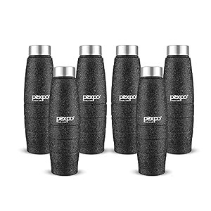 go24 pexpo duro isi certified stainless steel fridge water bottle 1l pack of 6 black  eco-friendly water bottle with 3x powder coating