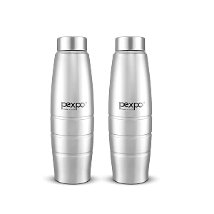 go24 pexpo duro isi certified stainless steel fridge water bottle 1l pack of 2 silver  eco-friendly water bottle with 3x powder coating