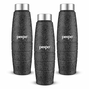 go24 pexpo duro isi certified stainless steel fridge water bottle 1l pack of 3 black  eco-friendly water bottle with 3x powder coating